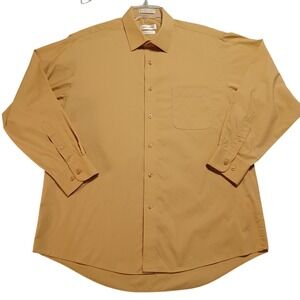 Pierre Cardin Mens Regular Fit Long Sleeve Button Down Shirt Mustard Yellow L